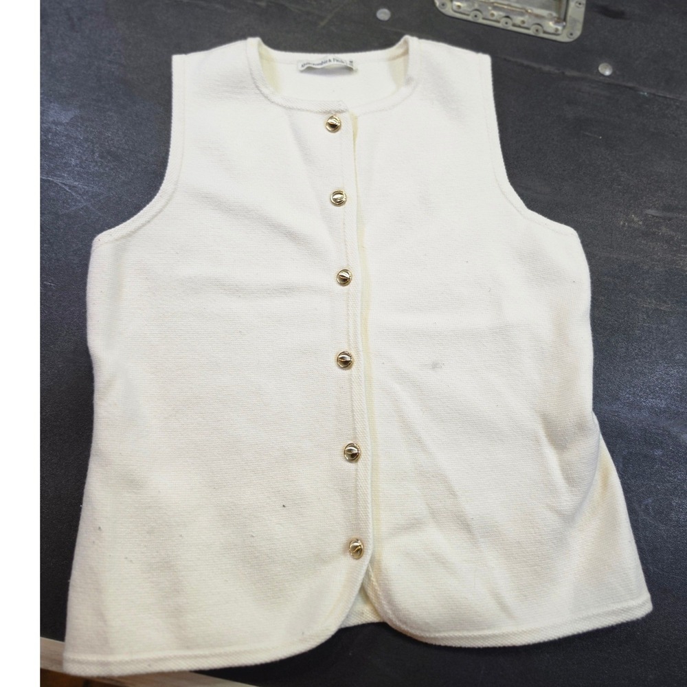 Abercrombie & Fitch Cream Knit Vest Gold Button Sleeveless Cardigan 150S1364